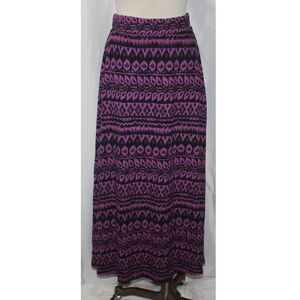 Riley & James Purple & Black Geometric Print Fully Lined Long Maxi Skirt Size L